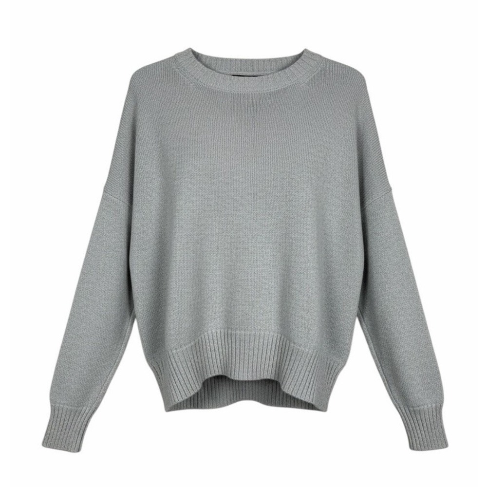Quince Medium 100% Organic Cotton Boyfriend Crew Sweater Heather Dove Grey NWOT